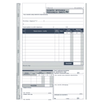 Dowód wydania - przesunięcia - zwrotu A5 316-3